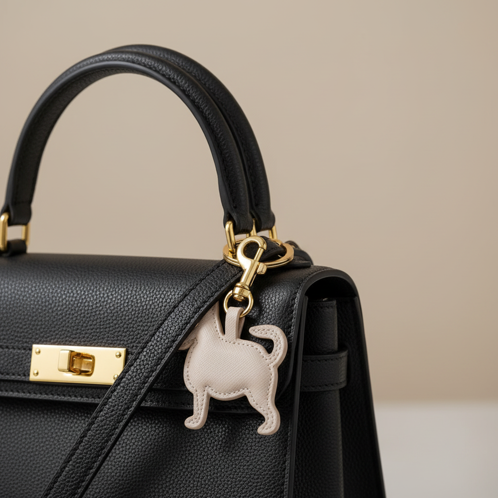 Year of the Dog Zodiac Charm - Saffiano Vegan Leather - Ivory