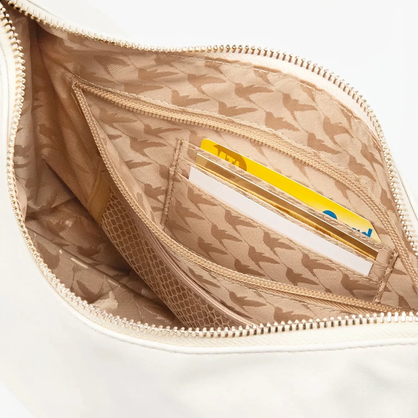 Lauren Hand Bag Inc Sheepskin Leather Crossbody Bag - Ivory/Gold/Camel