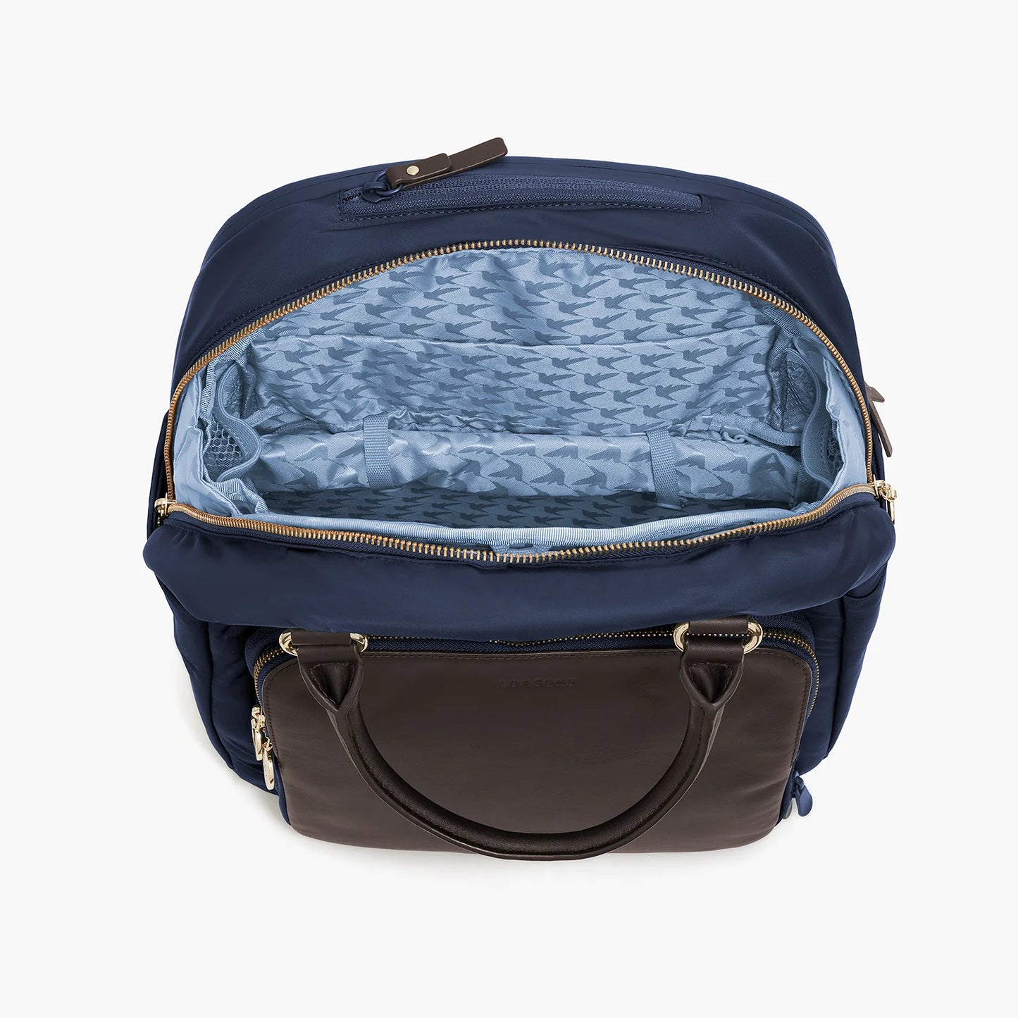 Lauren Hand Bag Inc Rowledge 2 Nylon Backpack Tote - Deep Navy / Gold / Azure