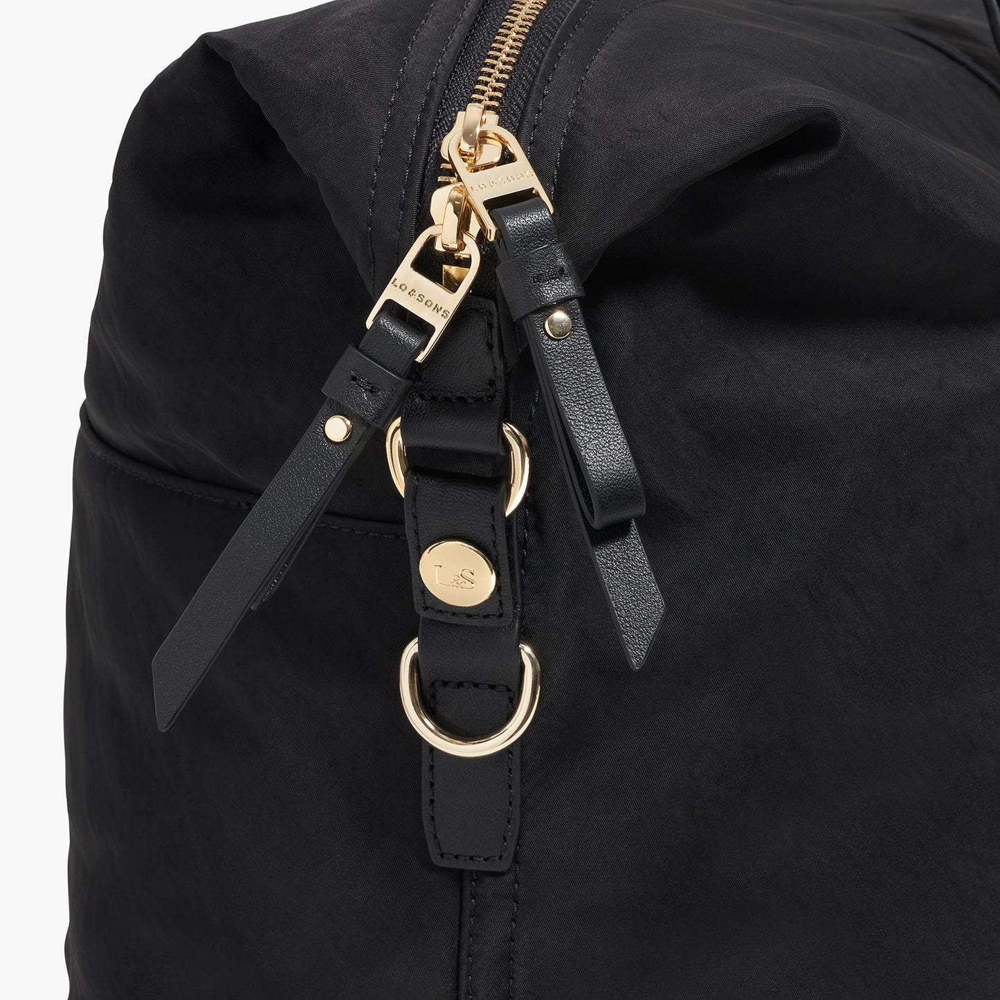 Lauren Hand Bag Inc Weekender - Recycled Nylon in Black/Gold/Camel