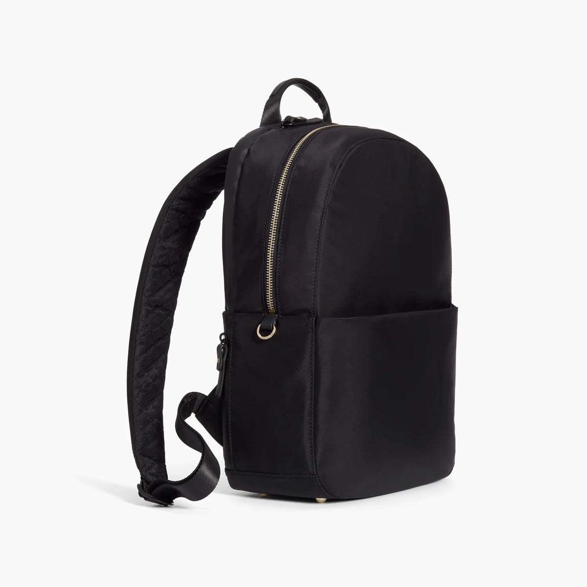 Lauren Hand Bag Inc nylon backpack black gold lavender front view