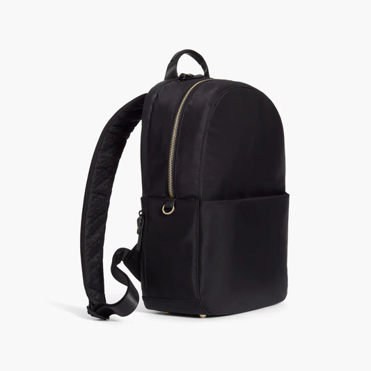 Lauren Hand Bag Inc nylon backpack black gold lavender front view