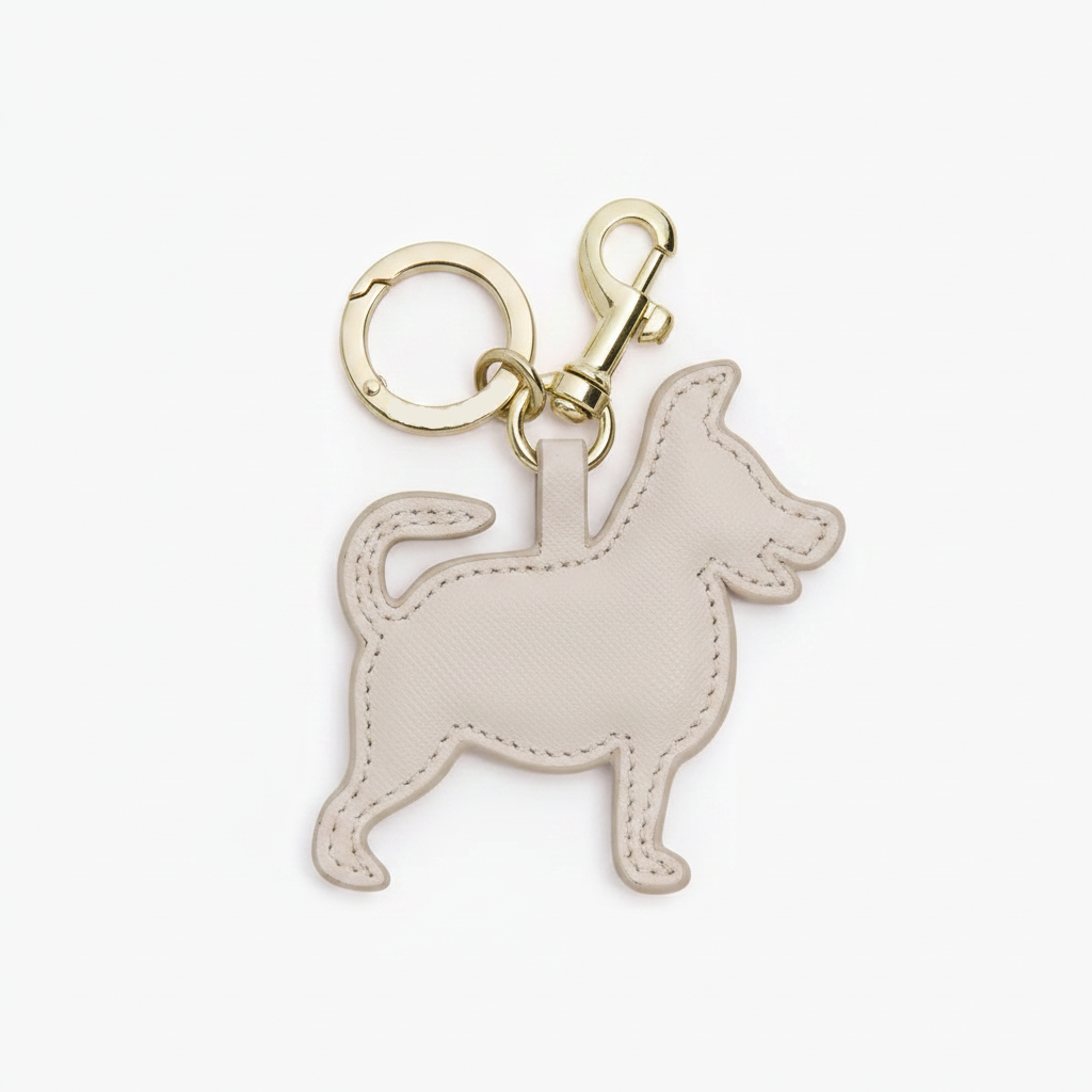 Year of the Dog Zodiac Charm - Saffiano Vegan Leather - Ivory