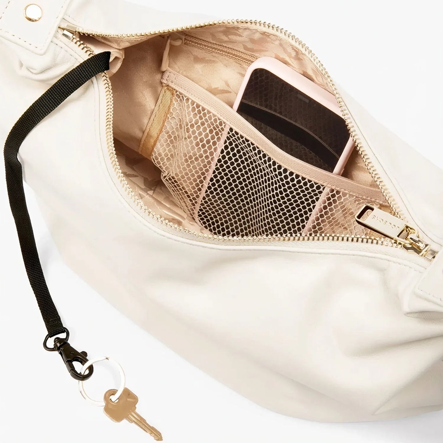 Lauren Hand Bag Inc Sheepskin Leather Crossbody Bag - Ivory/Gold/Camel