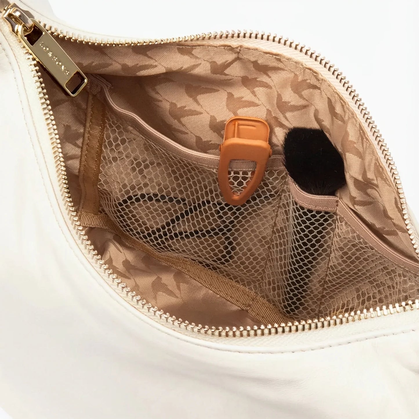 Lauren Hand Bag Inc Sheepskin Leather Crossbody Bag - Ivory/Gold/Camel