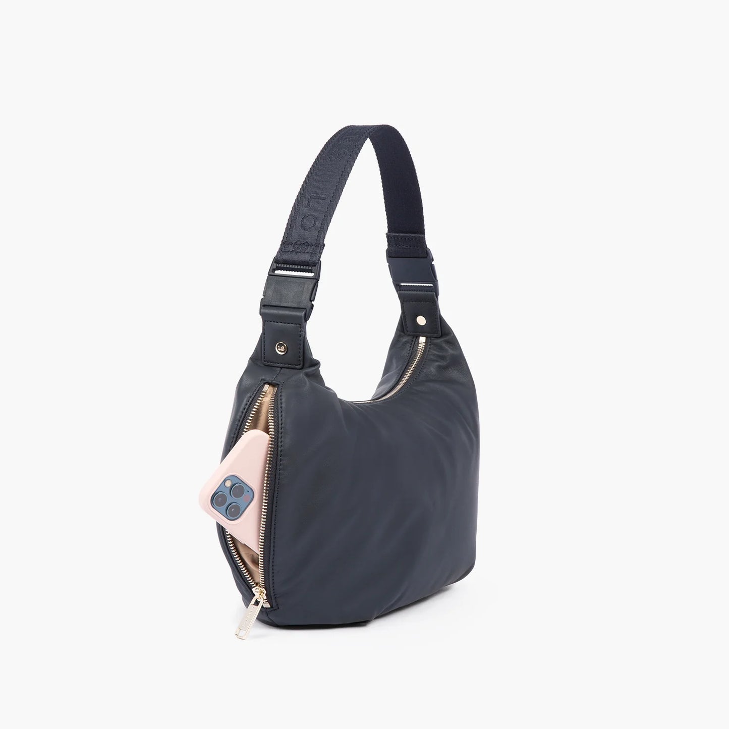 Lauren Hand Bag Inc Sheepskin Leather Convertible Crossbody - Navy/Gold/Camel