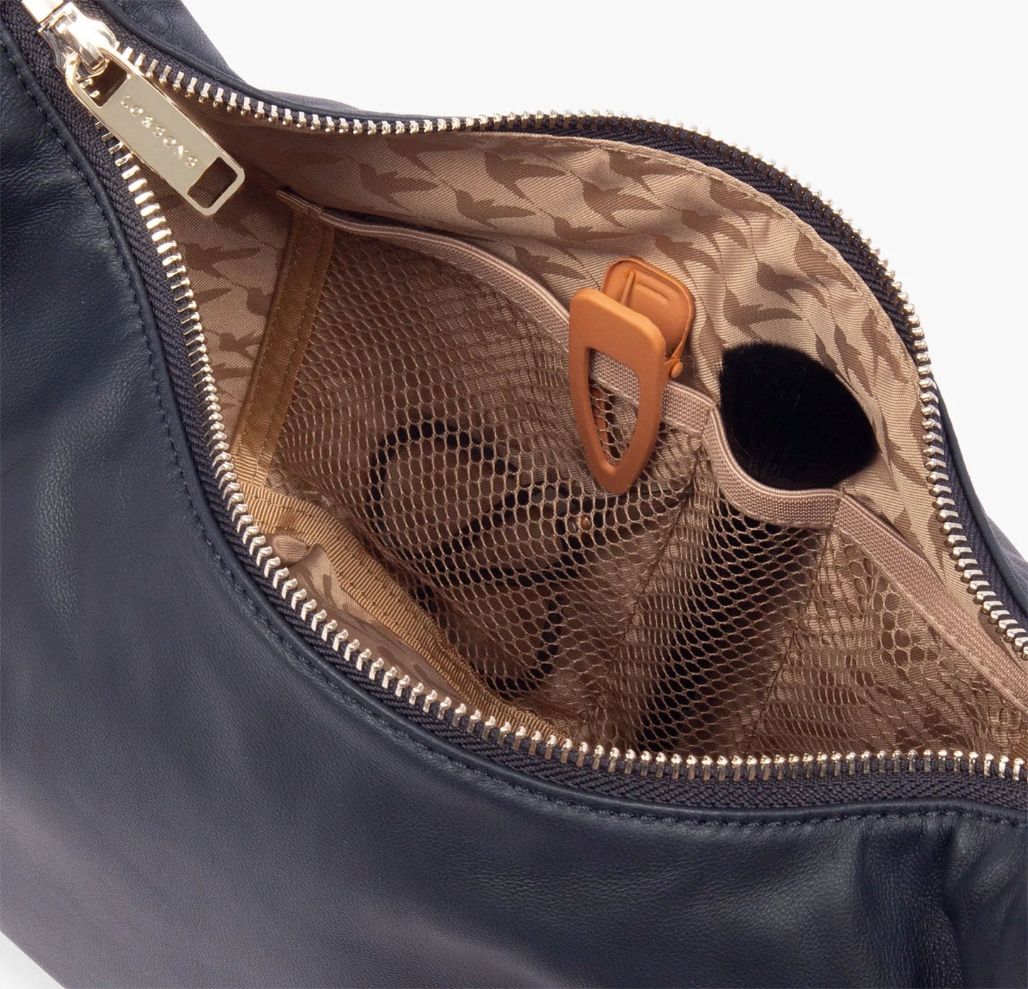Lauren Hand Bag Inc Sheepskin Leather Convertible Crossbody - Navy/Gold/Camel