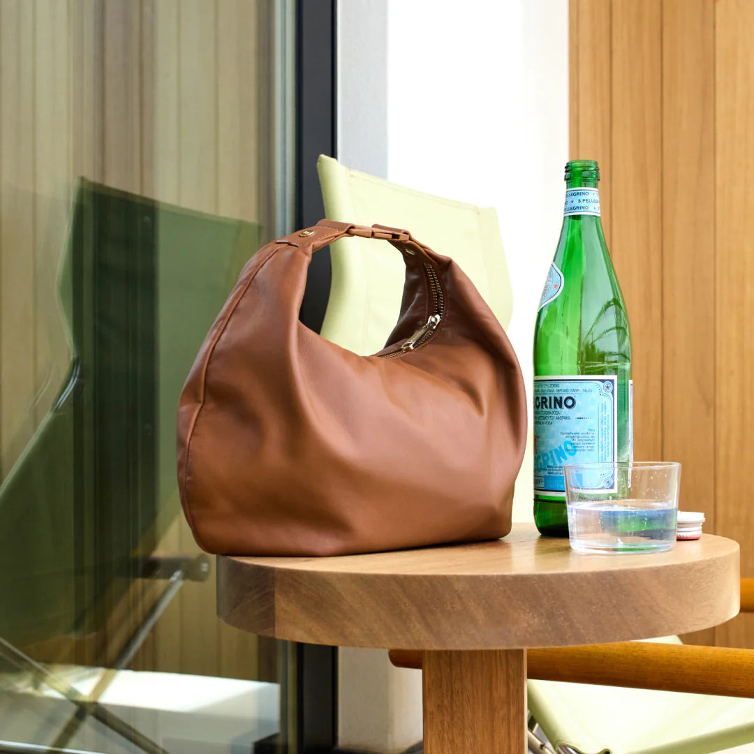 Lauren Hand Bag Inc Sheepskin Leather Crossbody Bag - Cognac/Gold/Camel