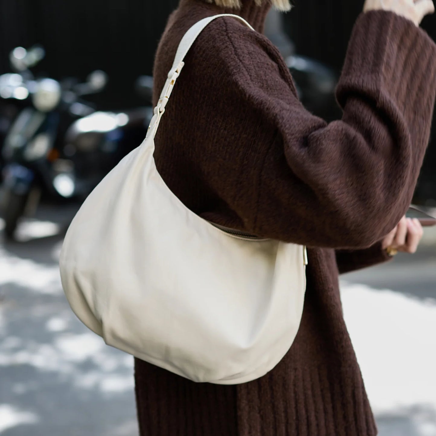 Lauren Hand Bag Inc Sheepskin Leather Crossbody Bag - Ivory/Gold/Camel