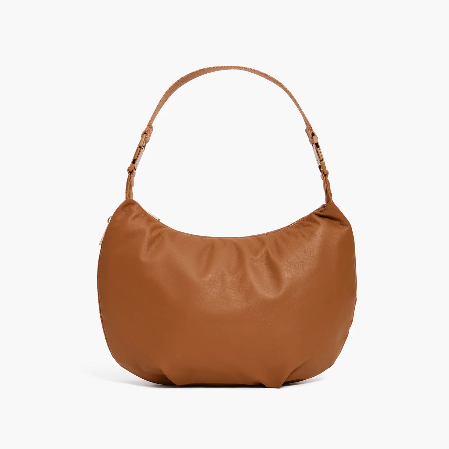 Lauren Hand Bag Inc Aoyama sheepskin leather crossbody bag in cognac with gold hardware and camel strap