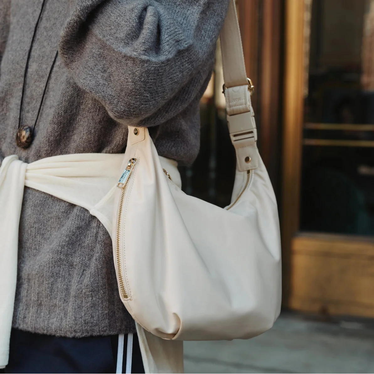 Lauren Hand Bag Inc Nylon Crossbody Bag - Ivory/Gold/Camel