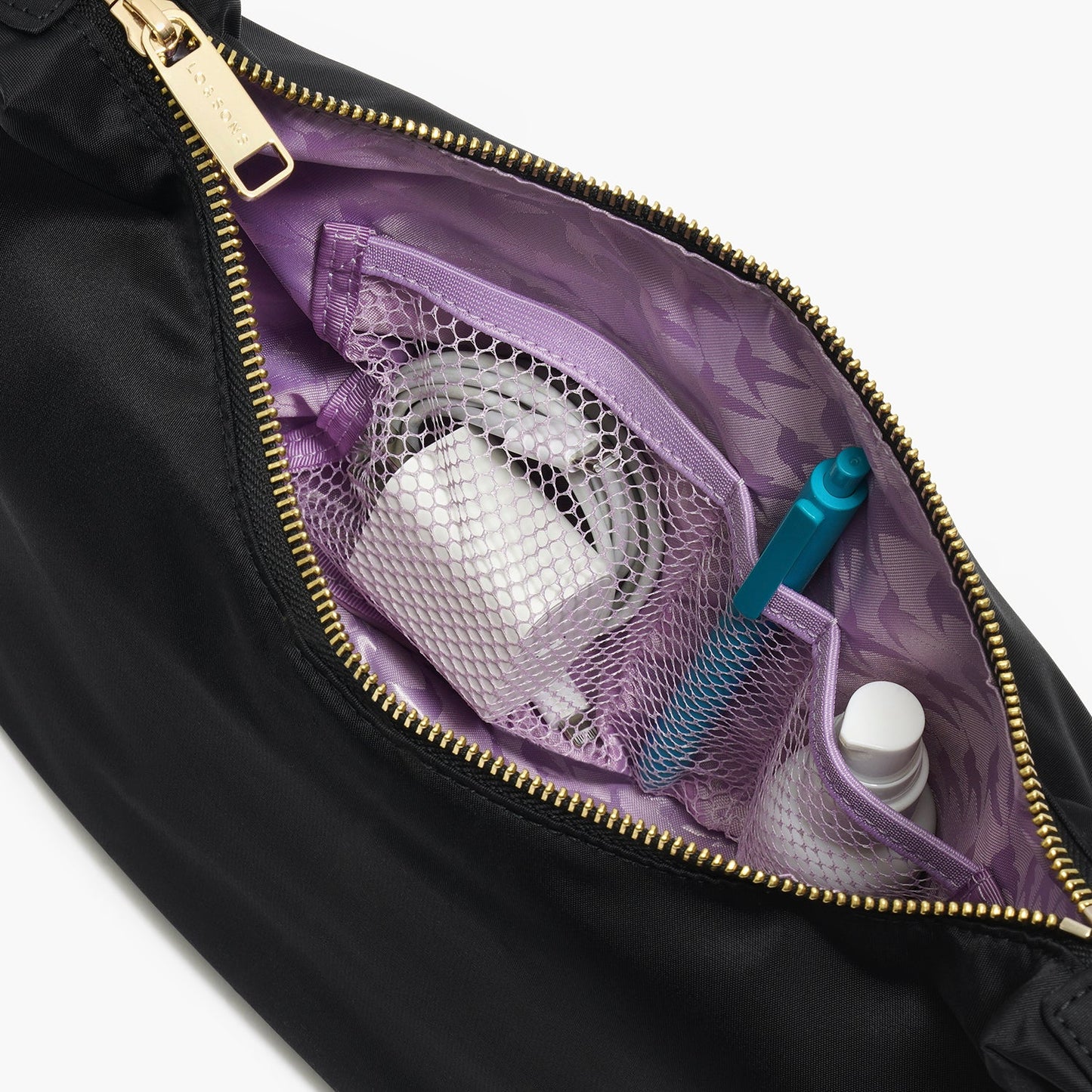 Lauren Hand Bag Inc 2 Nylon Crossbody Bag - Black/Gold/Lavender