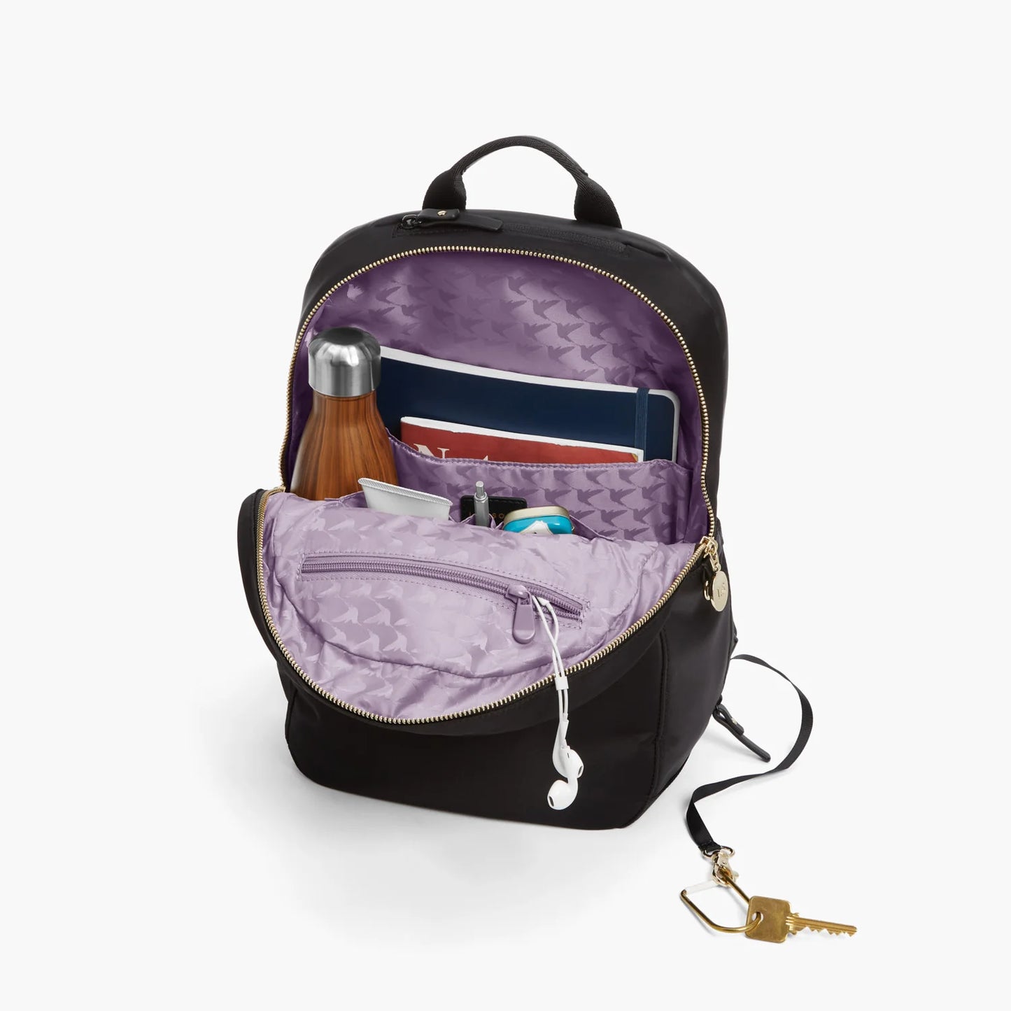 Lauren Hand Bag Inc Nylon Backpack - Black/Gold/Lavender