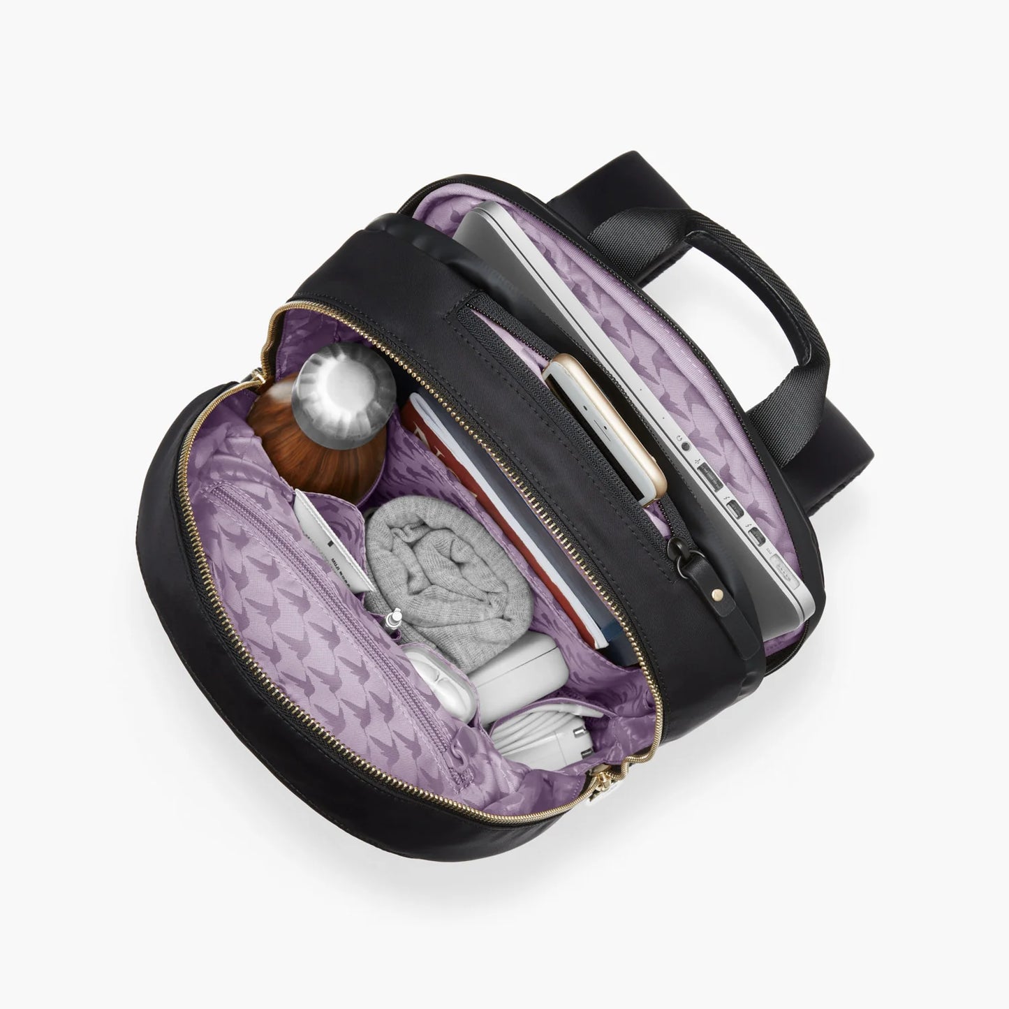 Lauren Hand Bag Inc Nylon Backpack - Black/Gold/Lavender