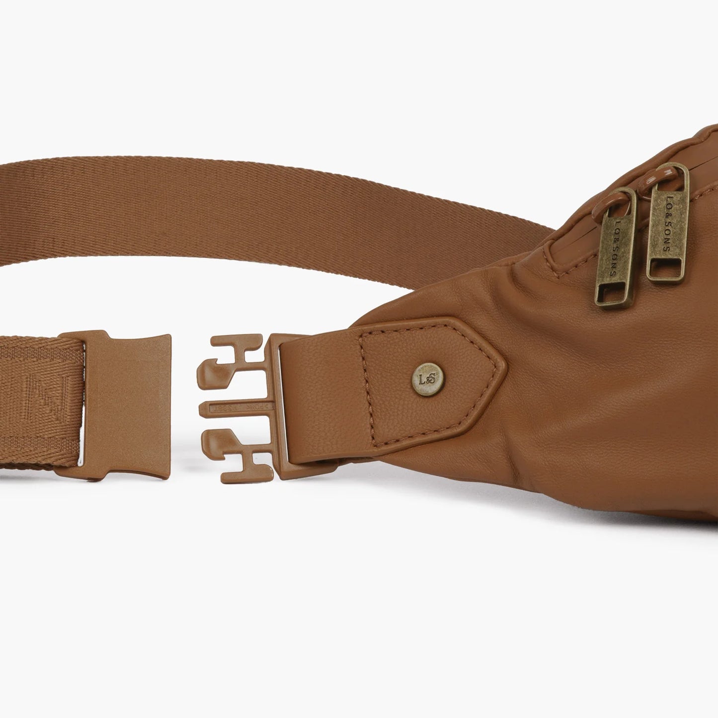 Lauren Hand Bag Inc Sheepskin Leather Cognac Fanny Pack & Sling Bag