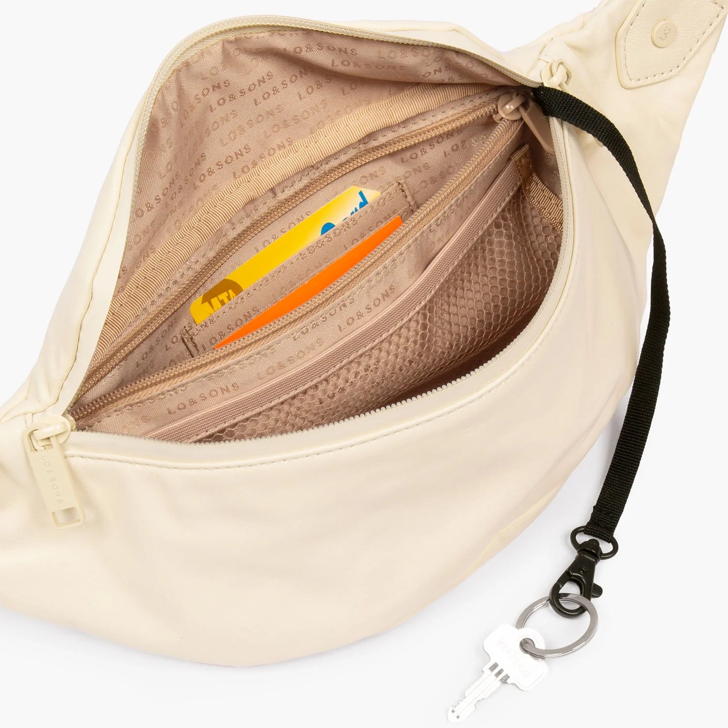 Lauren Hand Bag Inc Sheepskin Leather Ivory Fanny Pack