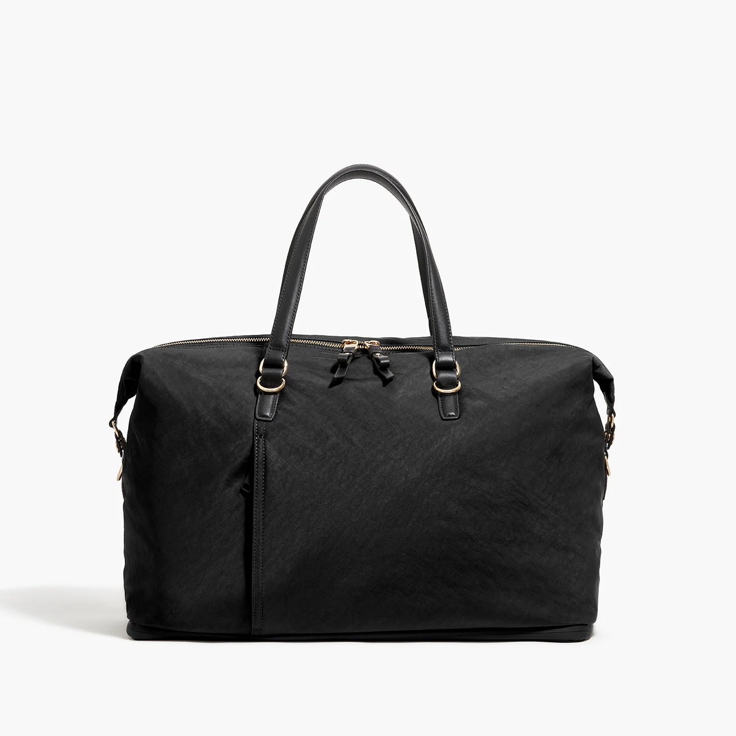 Lauren Hand Bag Inc Recycled Nylon Weekender Bag in Black, Gold, and Camel
