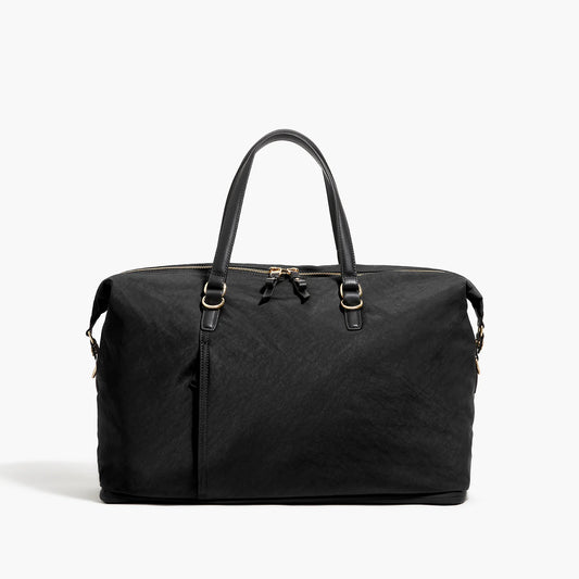 Lauren Hand Bag Inc Recycled Nylon Weekender Bag in Black, Gold, and Camel