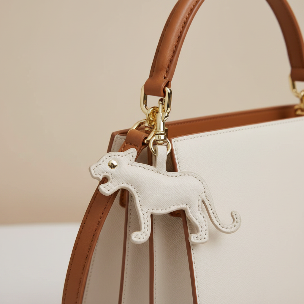 Zodiac Charm - Saffiano Vegan Leather - Ivory (Year of the Tiger)