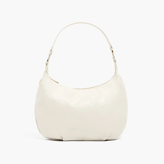 Lauren Hand Bag Inc vegan leather crossbody bag ivory gold camel front view