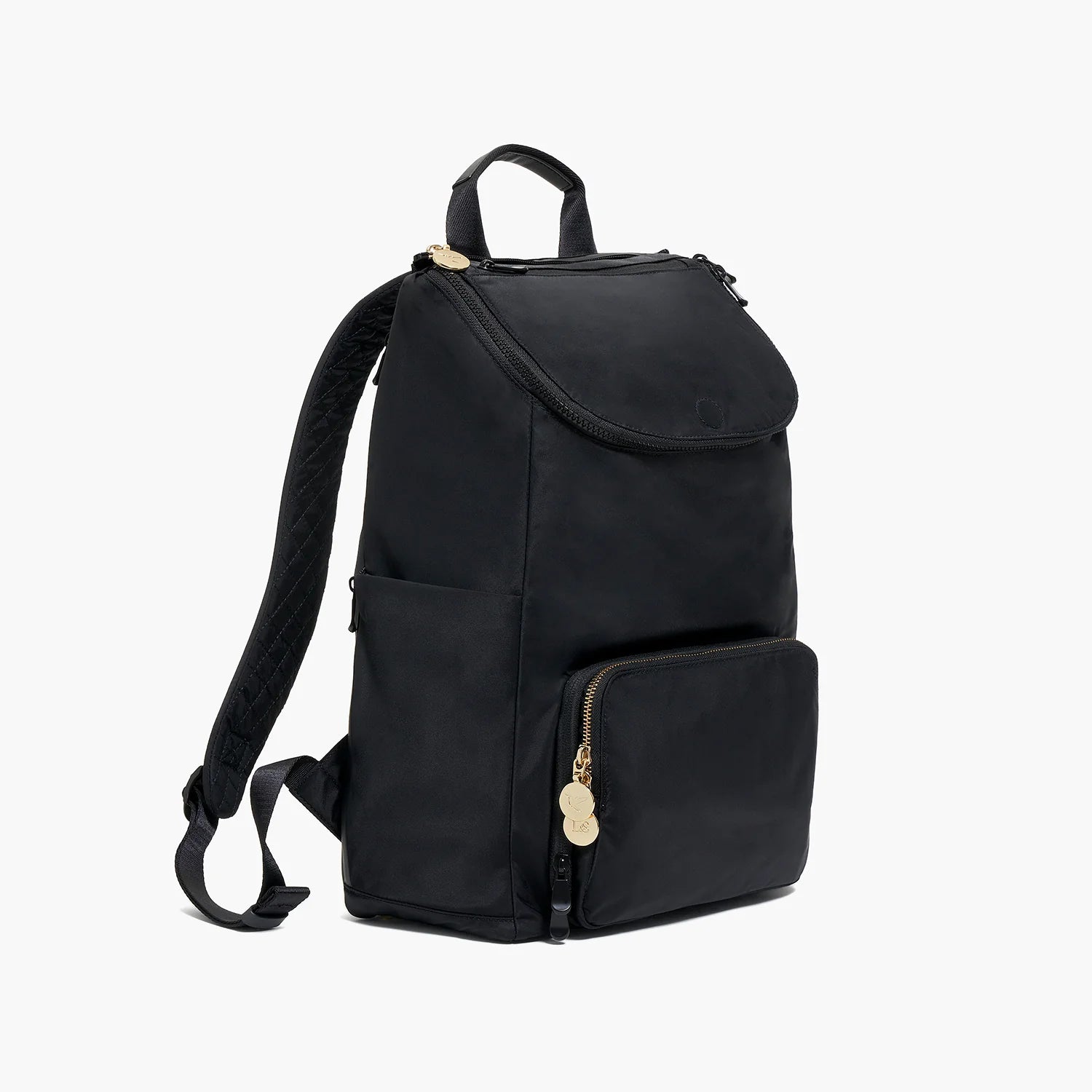 Lauren Hand Bag Inc nylon backpack black gold azure side view