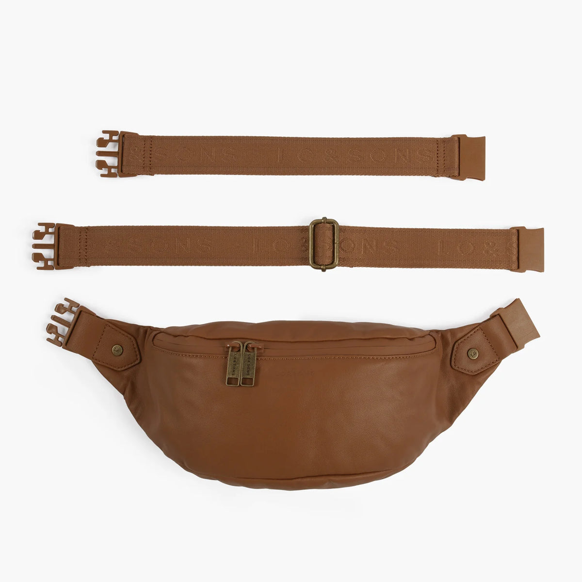 Lauren Hand Bag Inc vegan leather fanny pack sling bag cognac back view