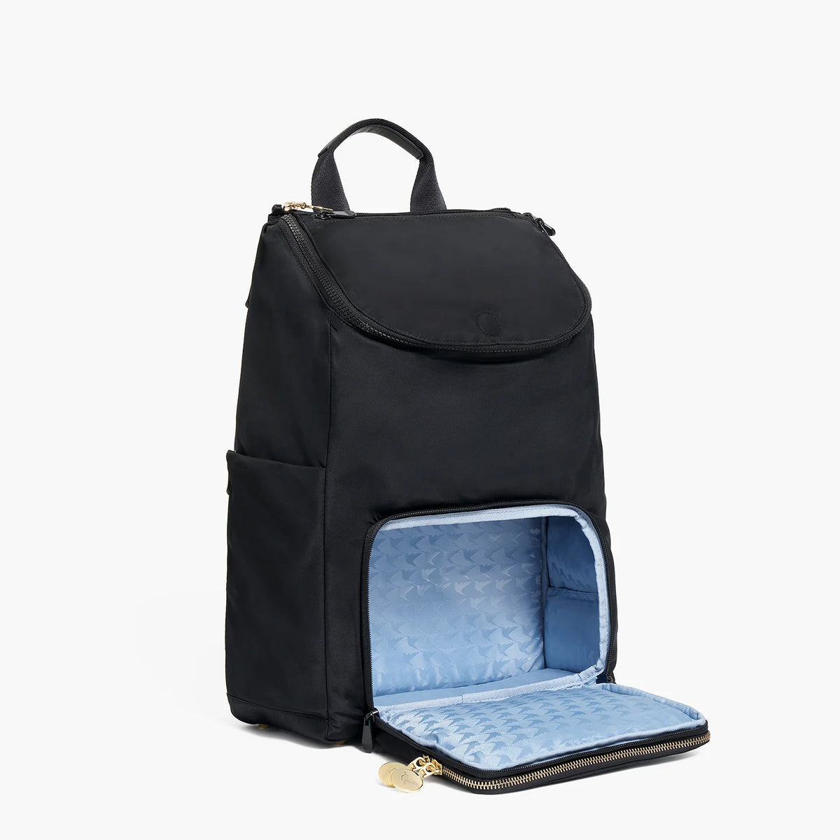 Lauren Hand Bag Inc nylon backpack black gold azure front view