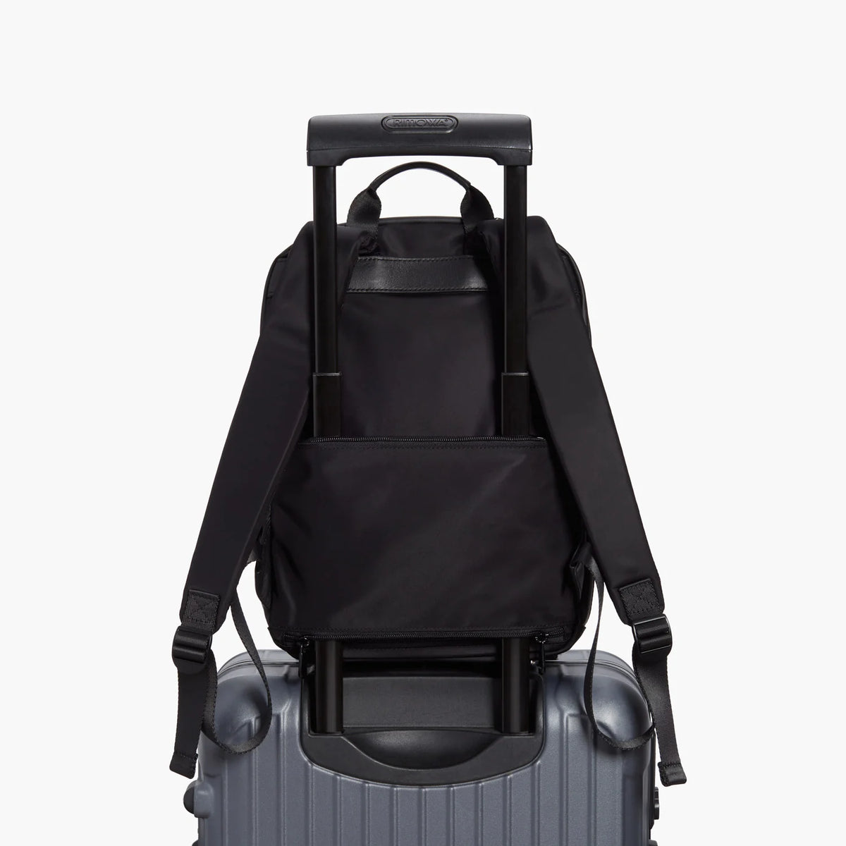 Lauren Hand Bag Inc nylon backpack black gold lavender side view
