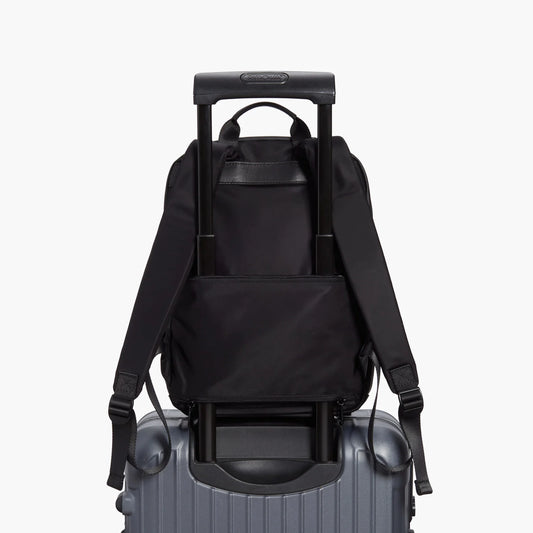 Lauren Hand Bag Inc nylon backpack black gold lavender side view