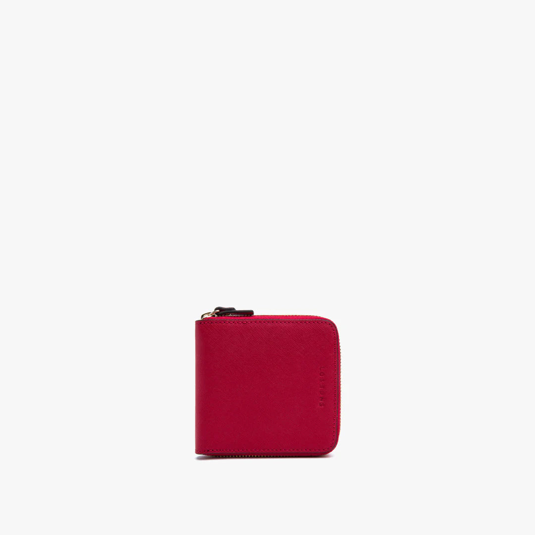 Lauren Hand Bag Inc Mallorca Small Wallet - Saffiano Leather - Red / Gold / Camel