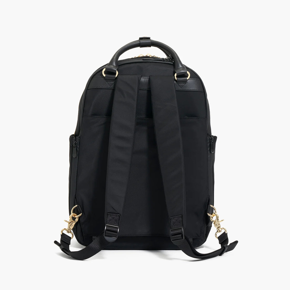Lauren Hand Bag Inc nylon backpack tote black gold lavender back view