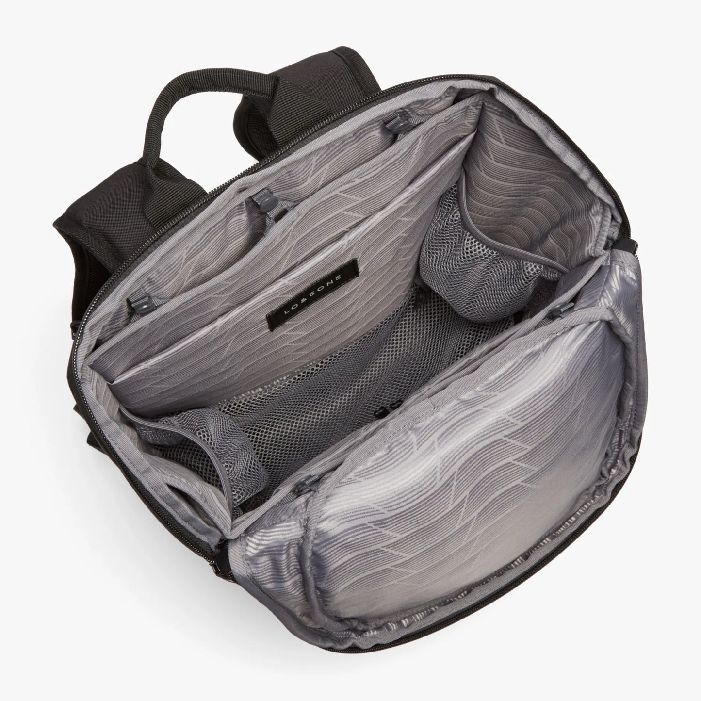 Lauren Hand Bag Inc 600D Recycled Poly Backpack - Onyx/Black/Grey Wave