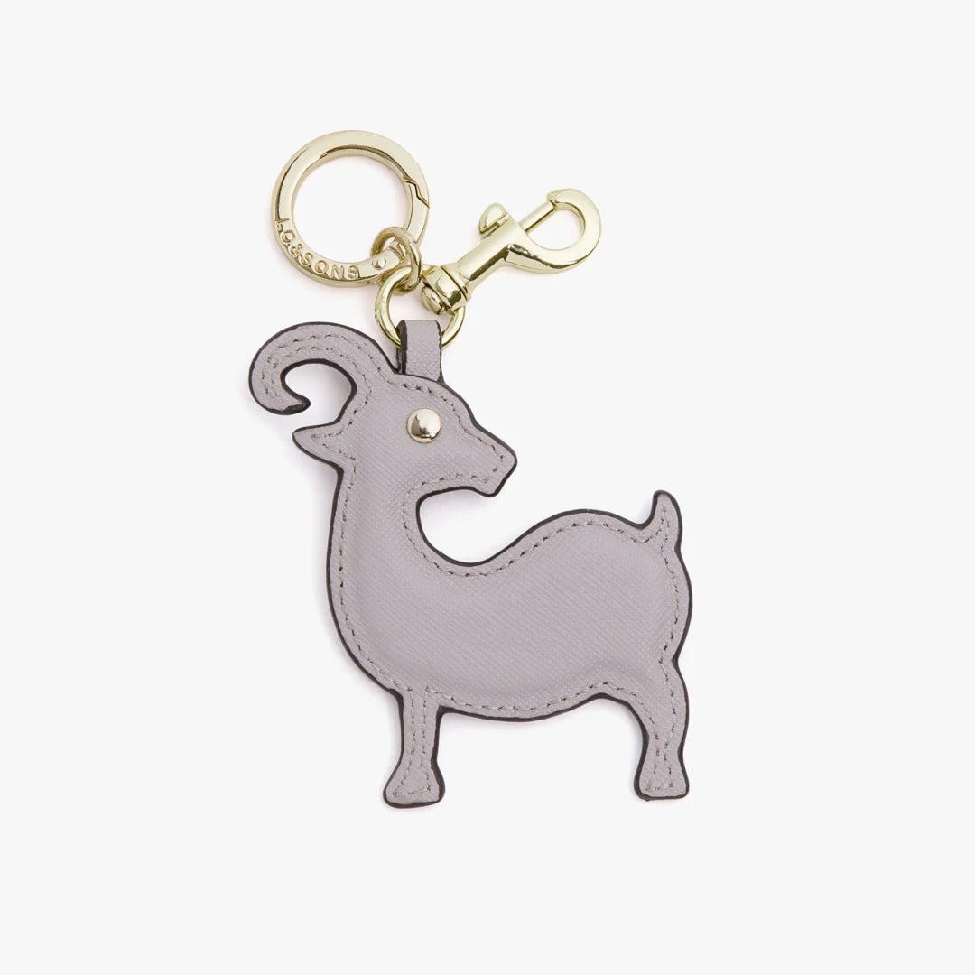 Lauren Hand Bag Inc Zodiac Charm Saffiano Leather Light Grey Year of the Goat