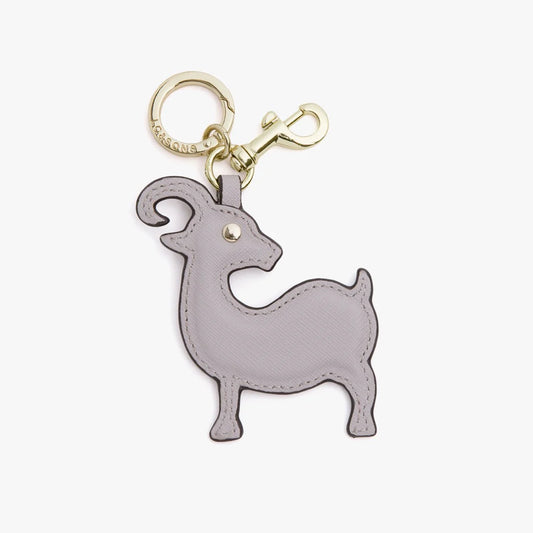 Lauren Hand Bag Inc Zodiac Charm Saffiano Leather Light Grey Year of the Goat