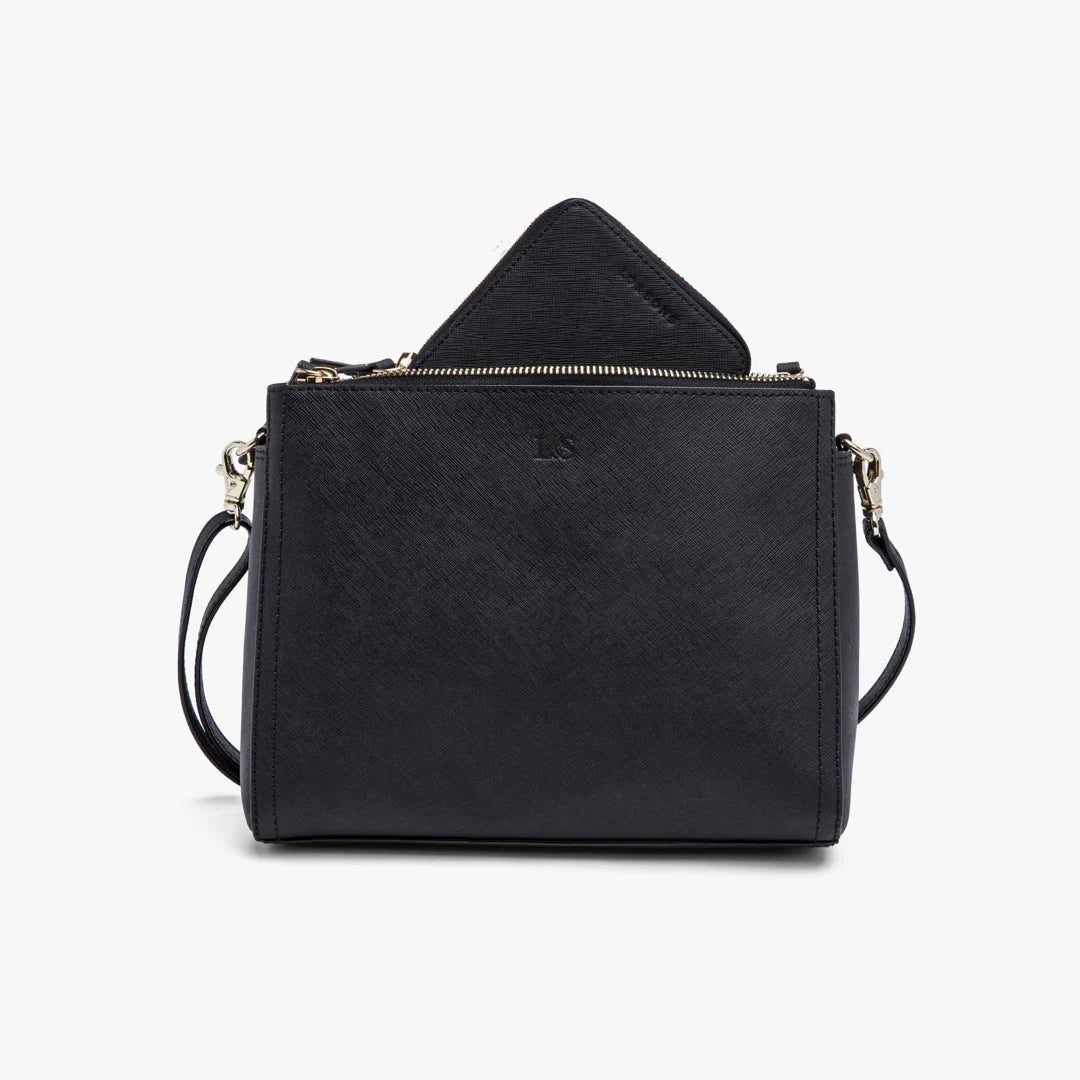 Lauren Hand Bag Inc Saffiano Leather Small Wallet | Black/Gold/Grey