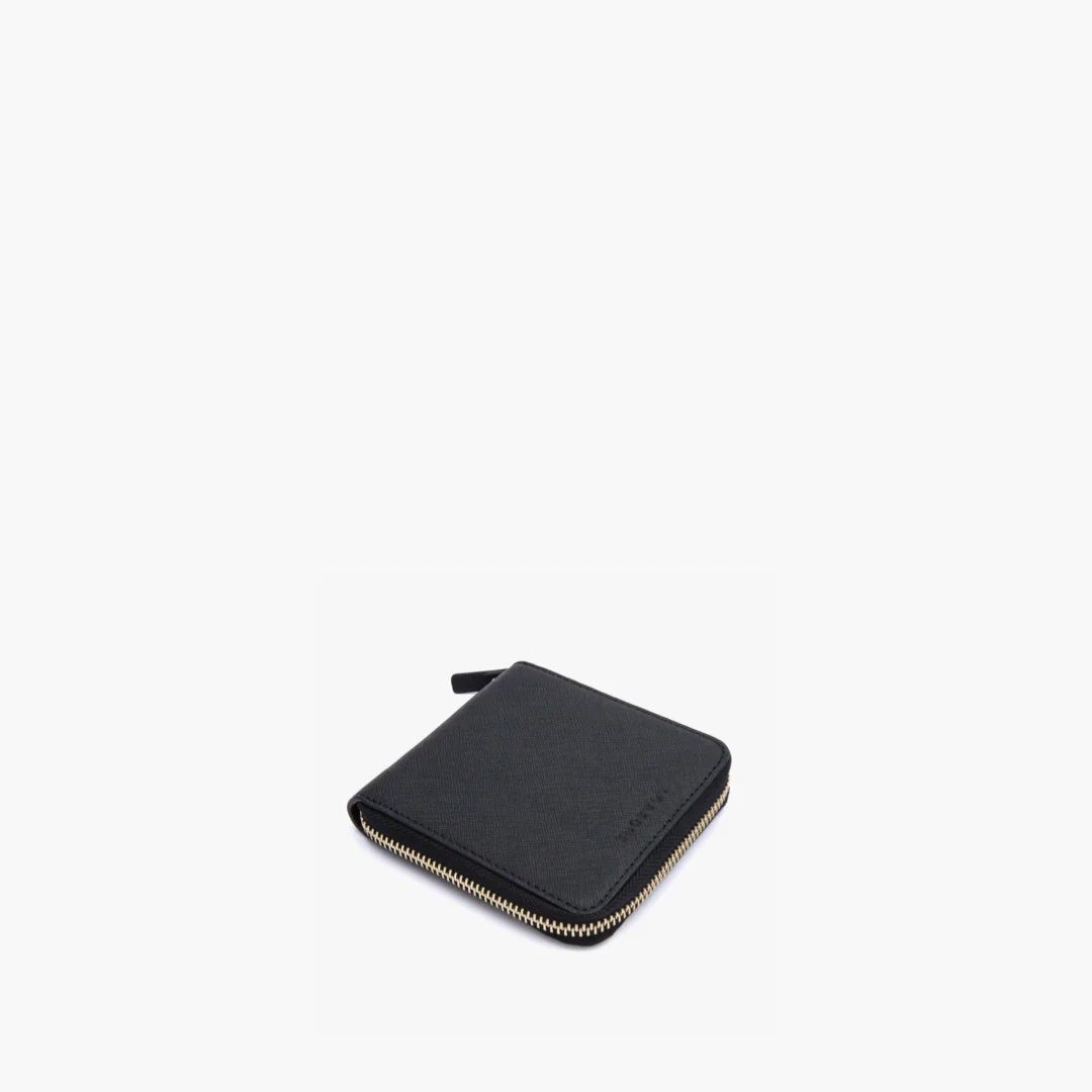 Lauren Hand Bag Inc Saffiano Leather Small Wallet | Black/Gold/Grey