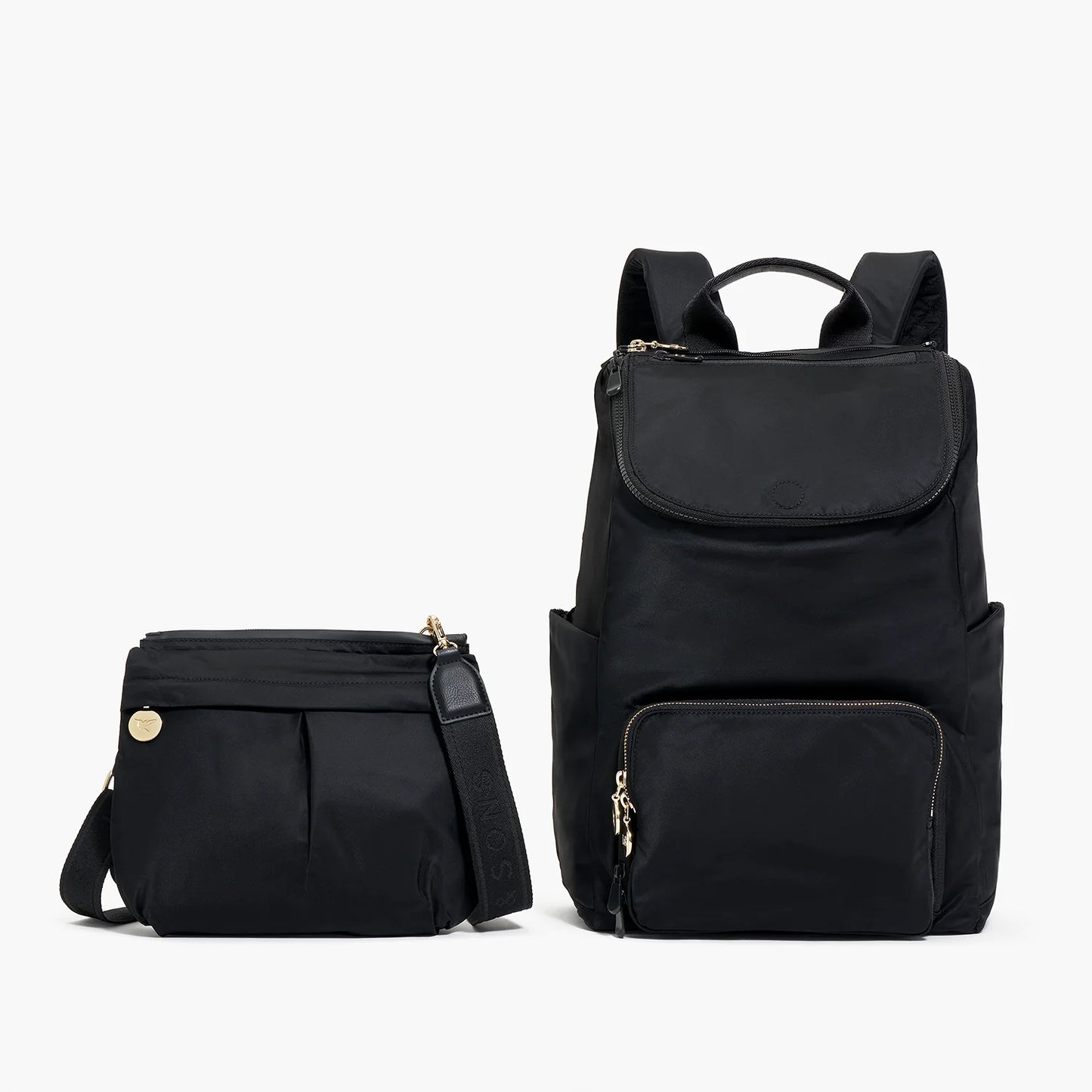 Lauren Hand Bag Inc Rucksack – Recycled Nylon – Black / Gold / Azure
