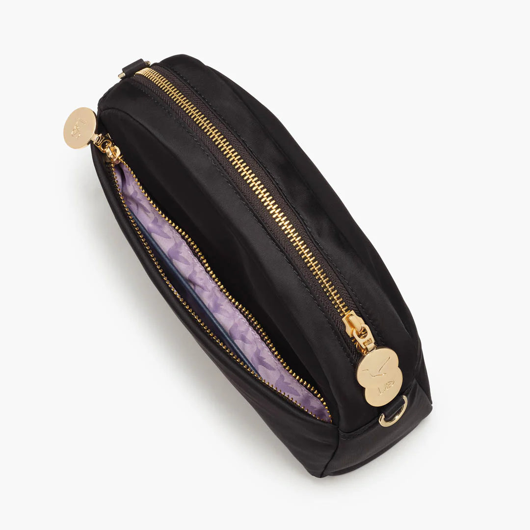 Lauren Hand Bag Inc Nouvelle Recycled Nylon Crossbody Bag - Black / Gold / Lavender