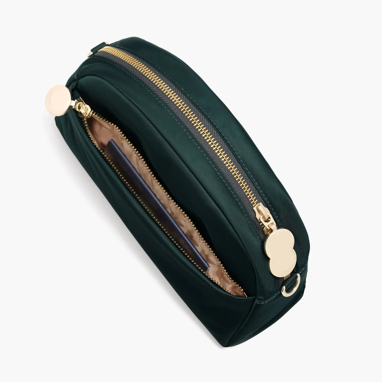 Lauren Hand Bag Inc Nouvelle Recycled Nylon Crossbody Bag - Dark Green / Gold / Camel