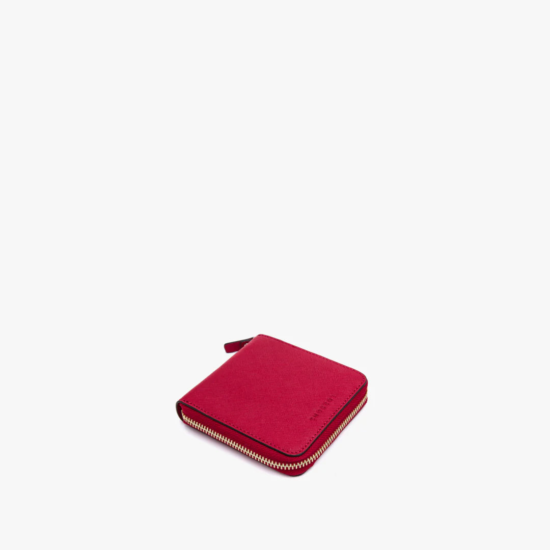 Lauren Hand Bag Inc Mallorca Small Wallet - Saffiano Leather - Red / Gold / Camel
