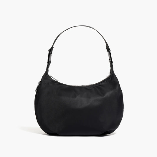 Lauren Hand Bag Inc nylon crossbody bag black gunmetal grey front view