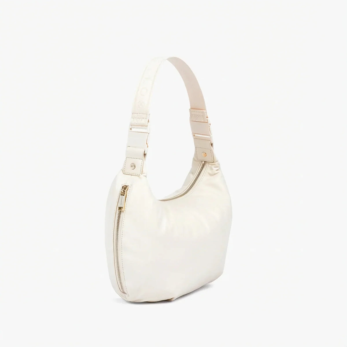 Lauren Hand Bag Inc vegan leather crossbody bag ivory gold camel side view