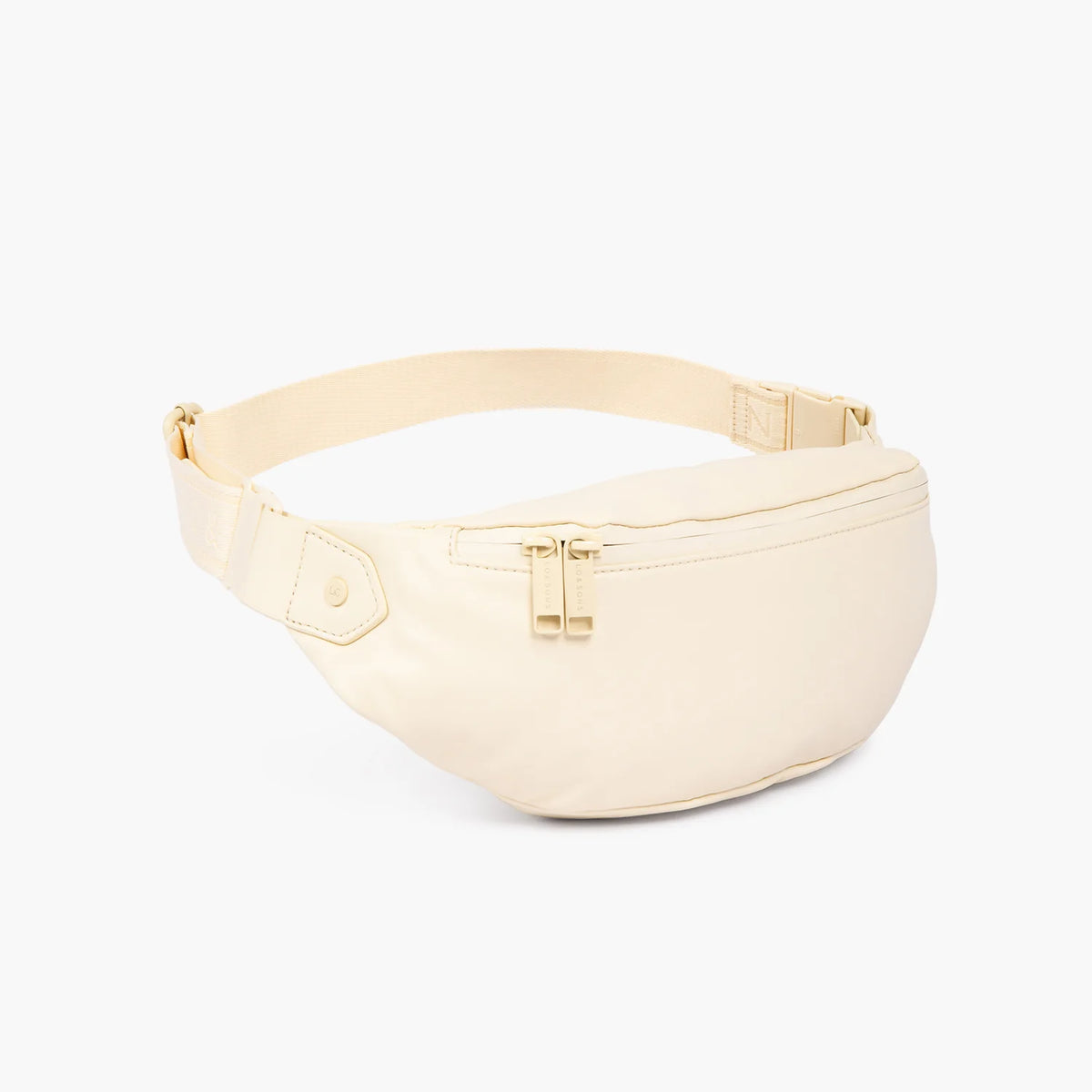 Lauren Hand Bag Inc vegan leather fanny pack ivory side view
