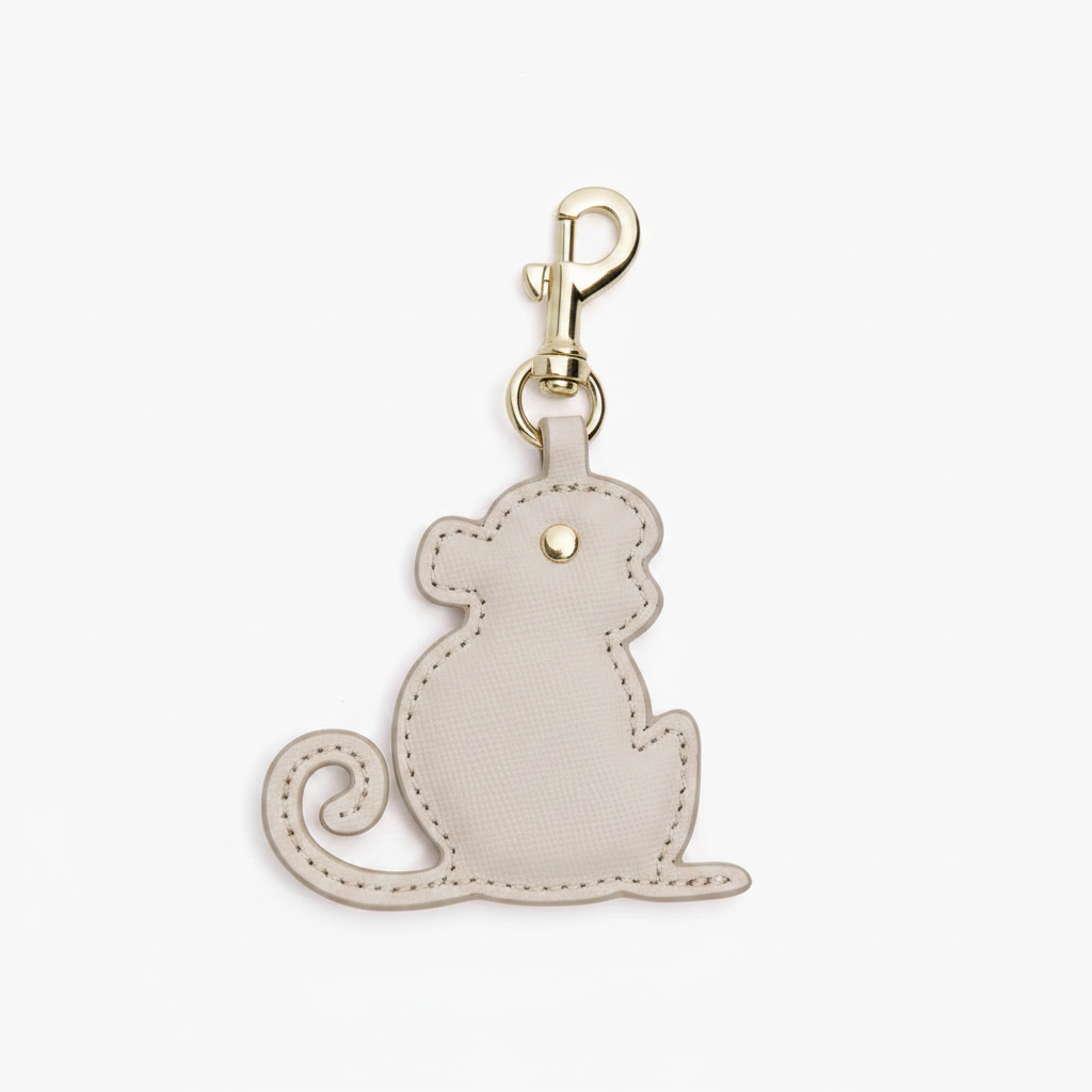Zodiac Charm - Saffiano Vegan Leather Ivory - Year of the Monkey