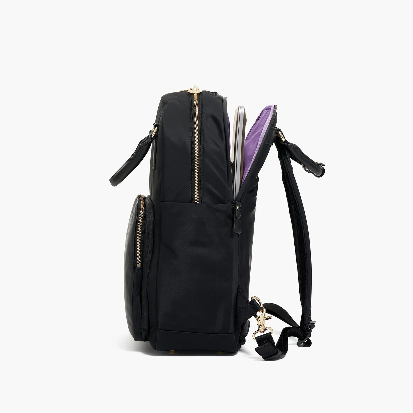 Lauren Hand Bag Inc Rowledge 2 Nylon Backpack Tote - Black/Gold/Lavender
