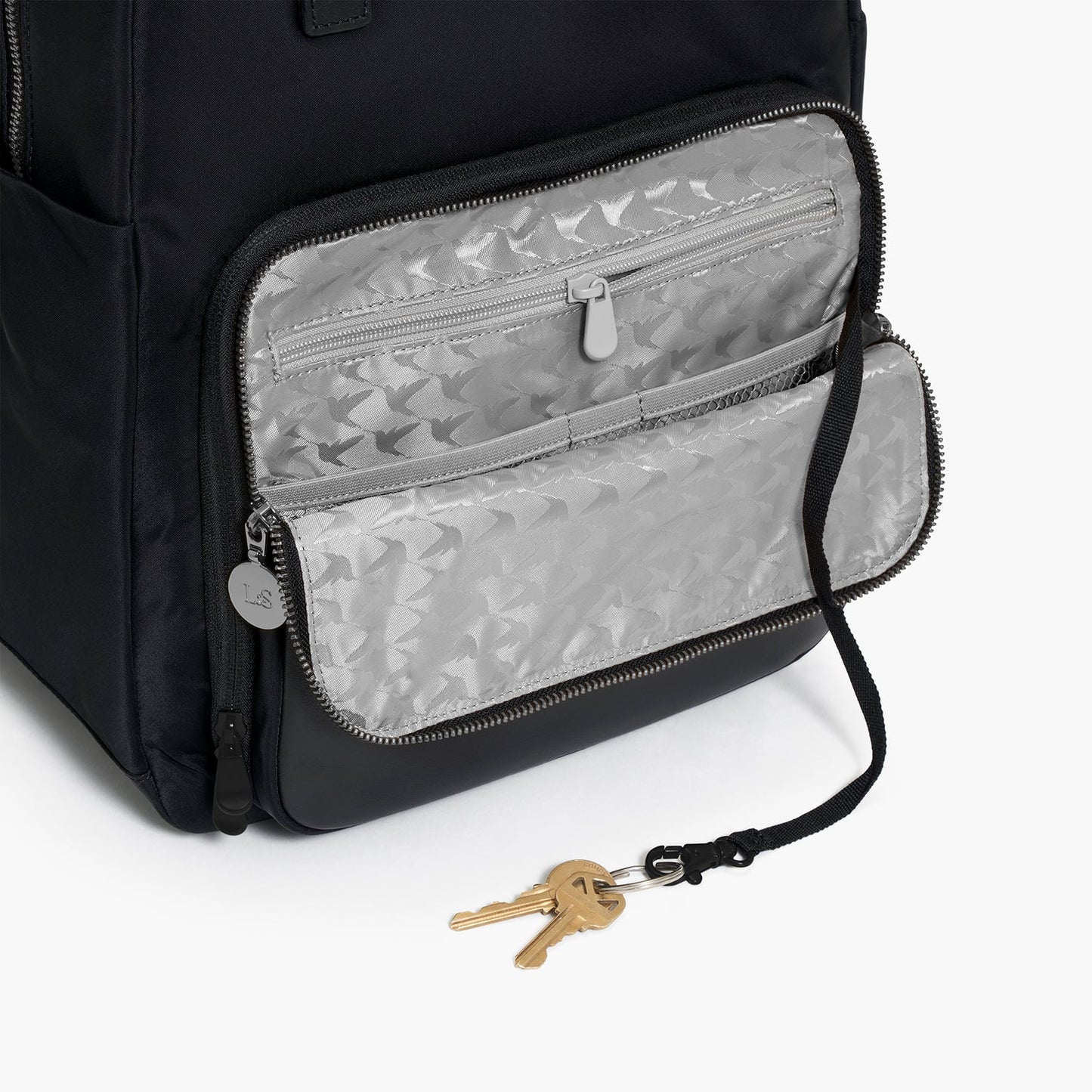 Lauren Hand Bag Inc Rowledge 2 Nylon Backpack Tote - Black/Gunmetal/Grey