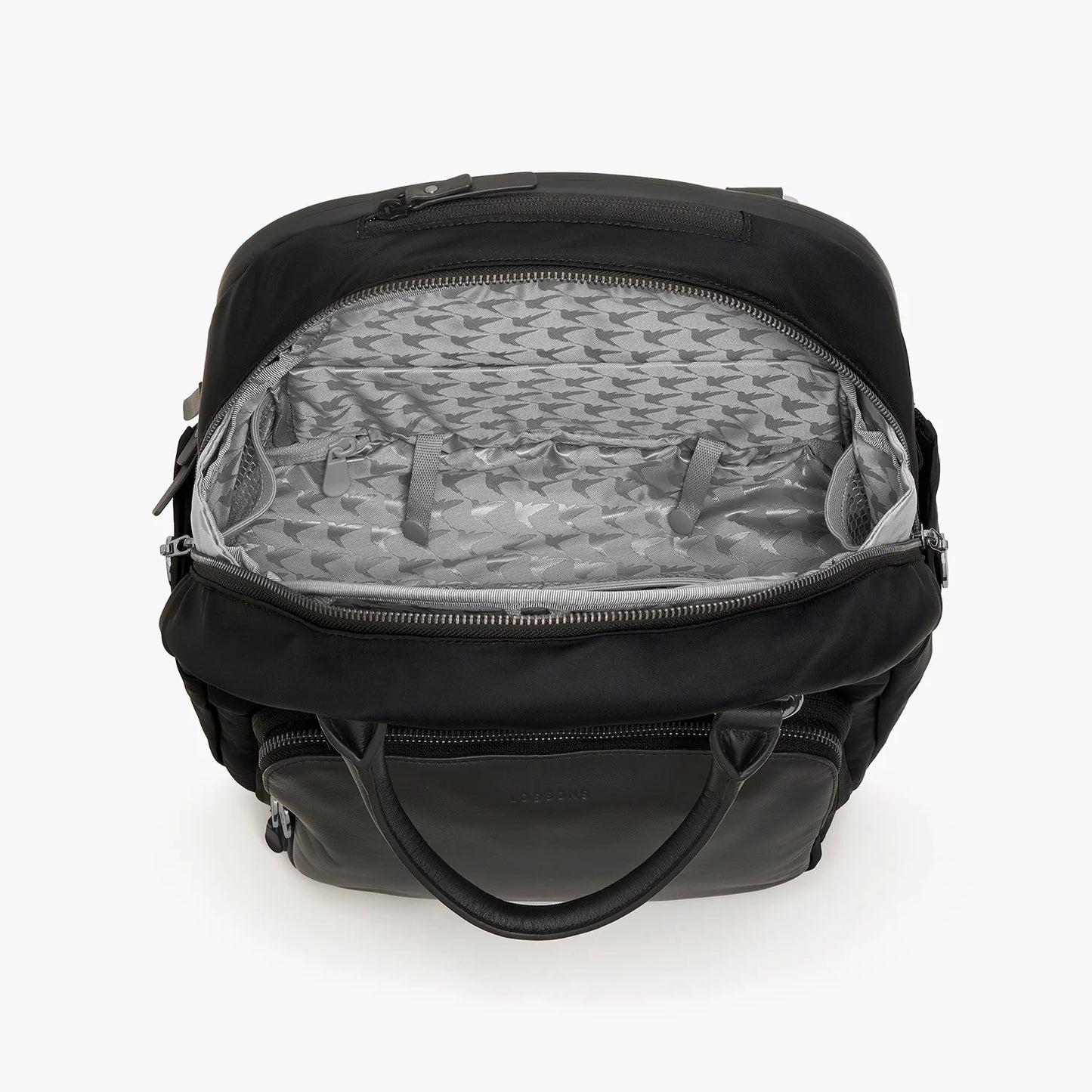 Lauren Hand Bag Inc Rowledge 2 Nylon Backpack Tote - Black/Gunmetal/Grey