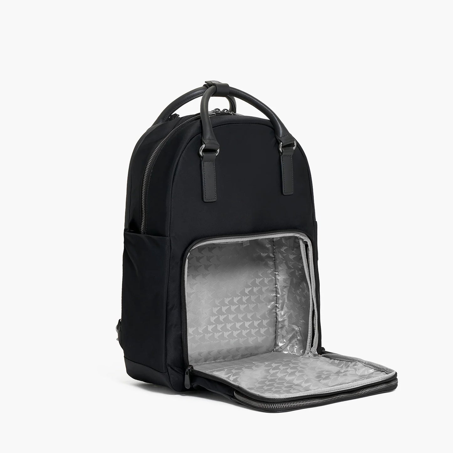 Lauren Hand Bag Inc Rowledge 2 nylon backpack tote in black gunmetal grey with shoe compartment