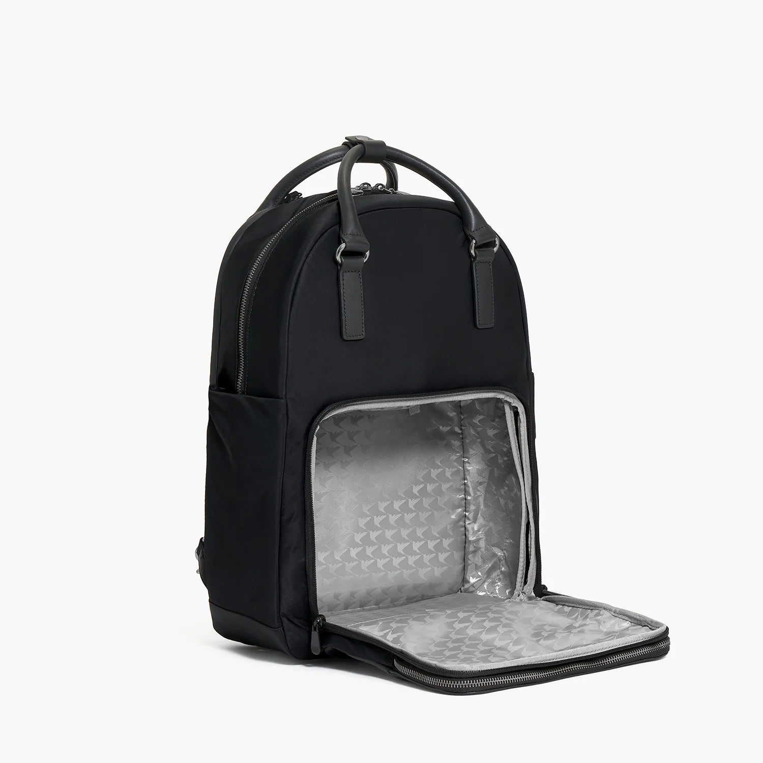 Lauren Hand Bag Inc Rowledge 2 nylon backpack tote in black gunmetal grey with shoe compartment