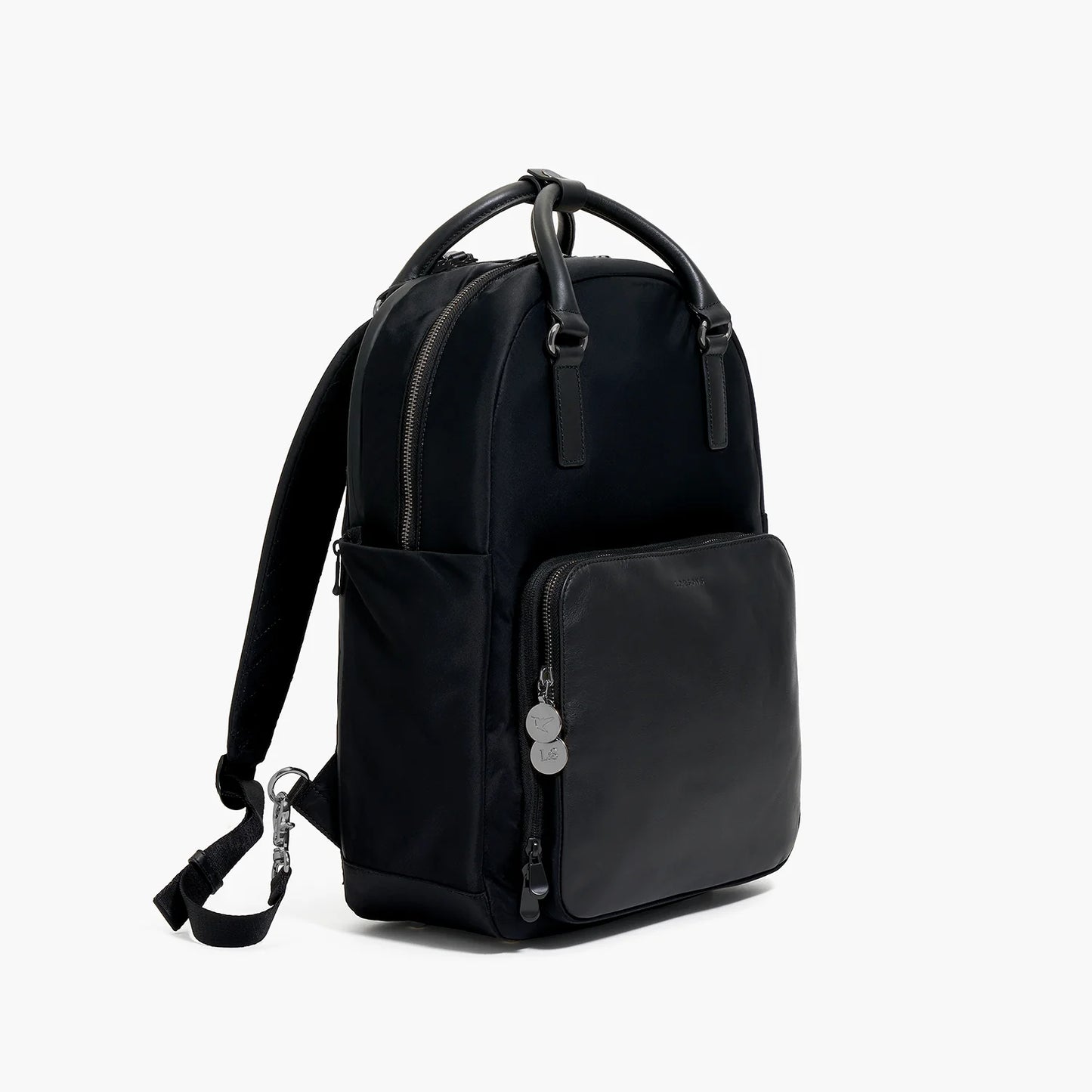 Lauren Hand Bag Inc Rowledge 2 Nylon Backpack Tote - Black/Gunmetal/Grey
